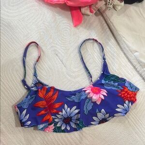 Xhilaration Purple and Pink Floral Bikini Top